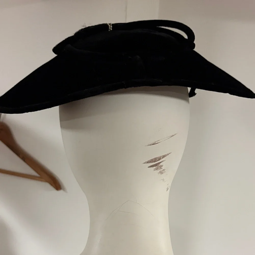 Vintage  Black Women's Hat With Beaded Tassles